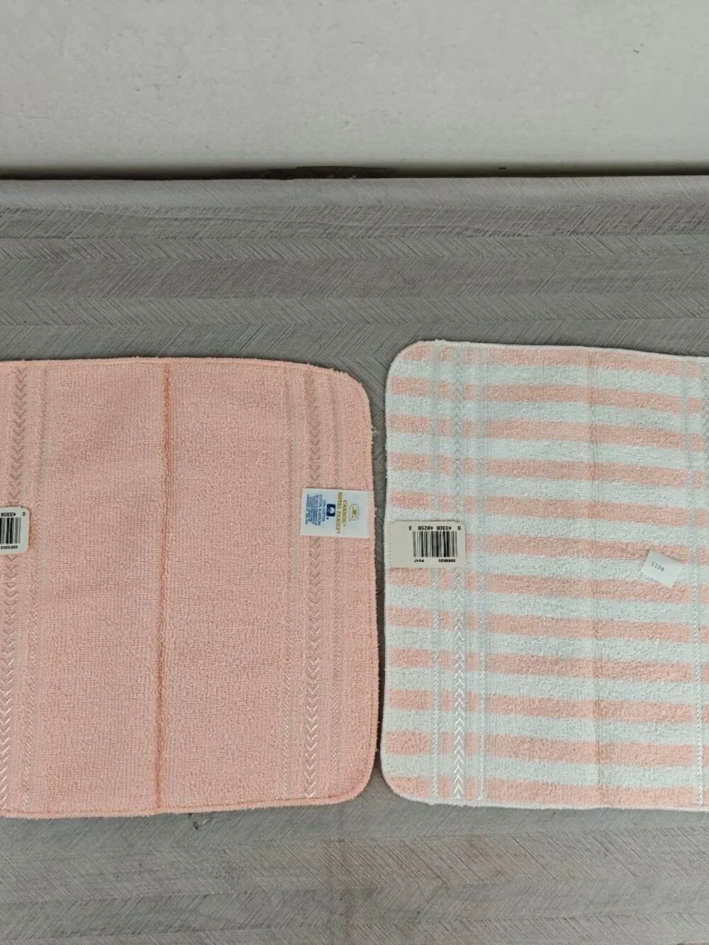 NEW Vintage Cannon Royal Family Cotton 6 pc Towel Set Striped Solid Peach White